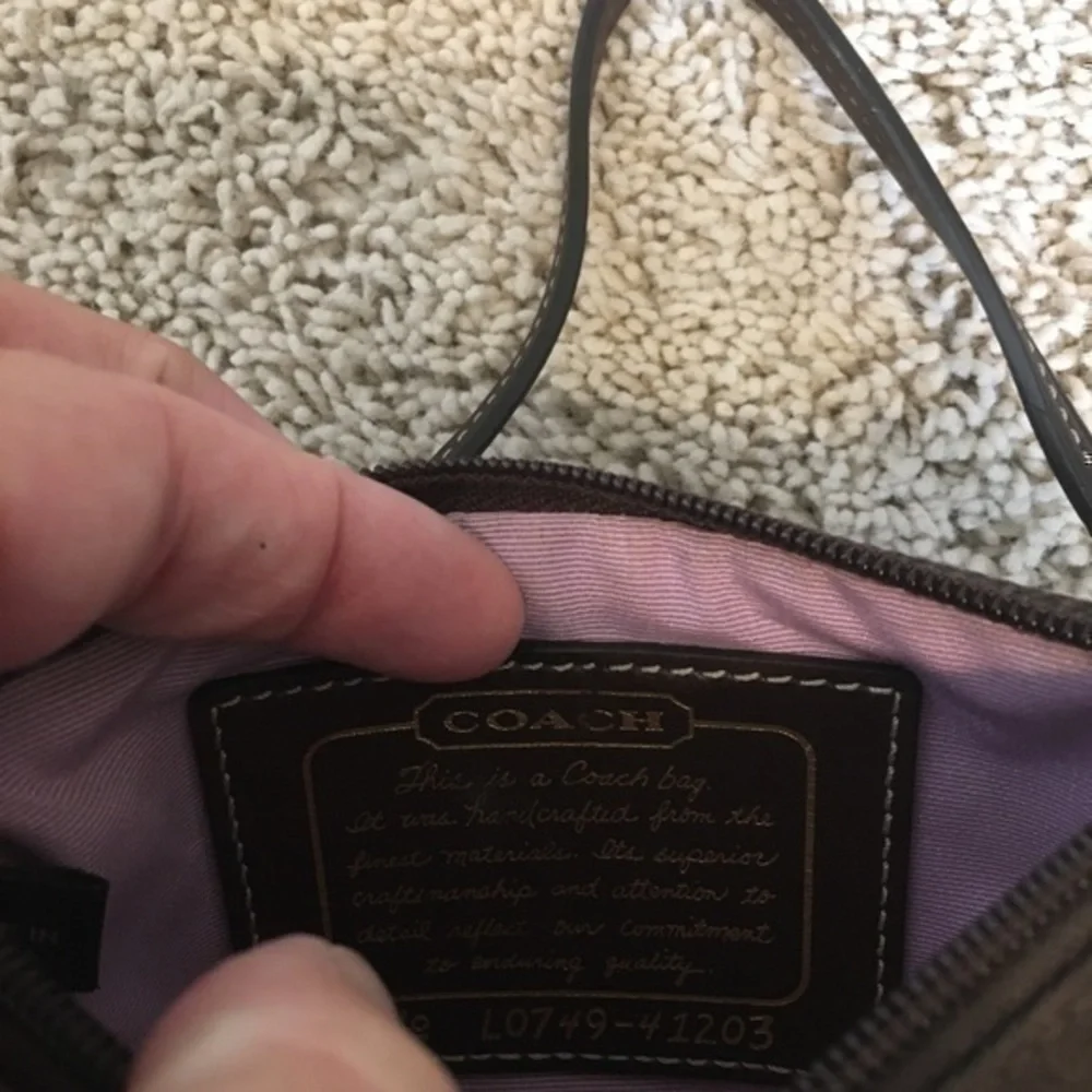 Coach Khaki signature stripe wristlet